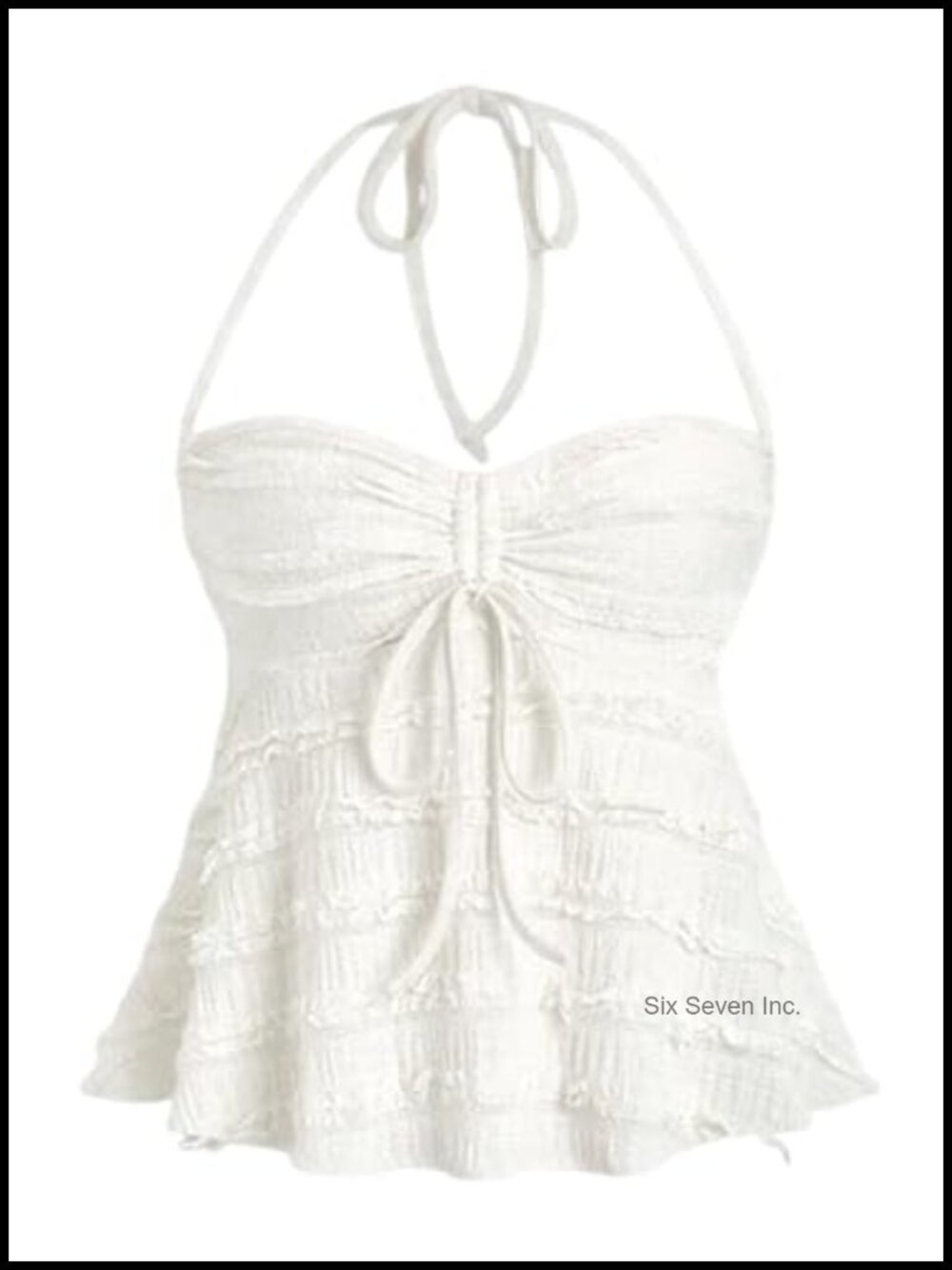 Ruched Halter Peplum Cami Crop Top Drawstring Tie Summer Going Out Top